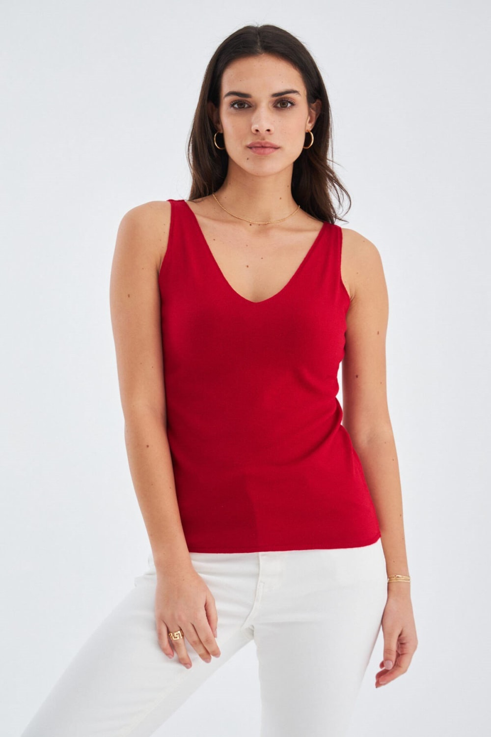 Peraluna-Ruby Top V Yaka İnce Askılı Yazlık Kadın Triko Atlet-Atlet-11-Milagron.com