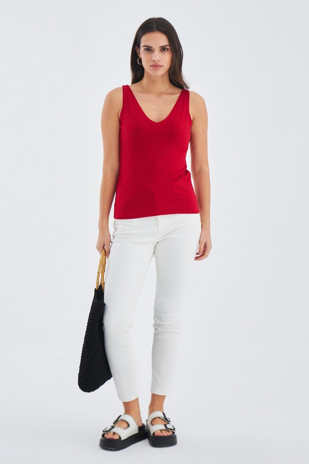 Peraluna-Ruby Top V Yaka İnce Askılı Yazlık Kadın Triko Atlet-Atlet-12-Milagron.com