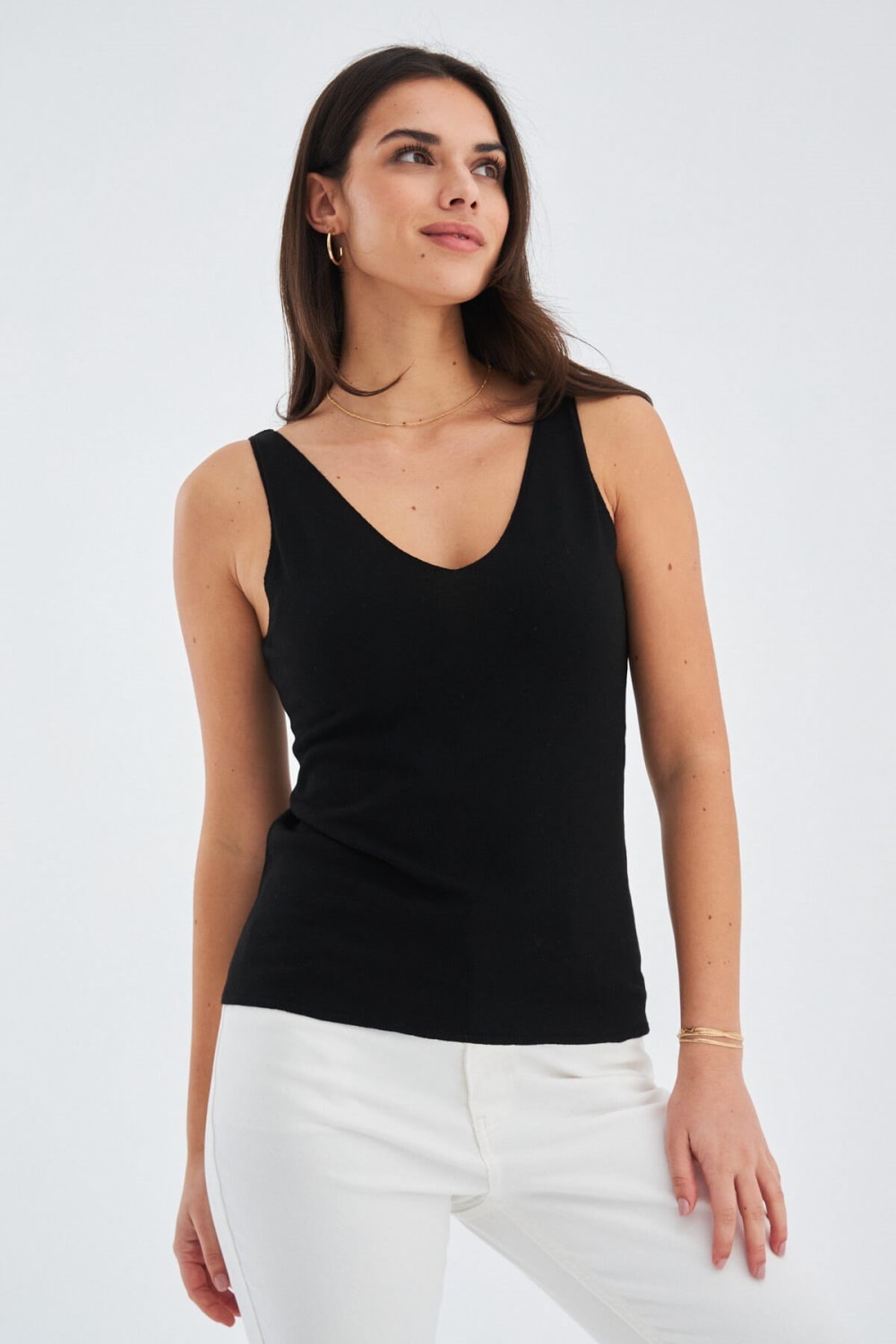 Peraluna-Ruby Top V Yaka İnce Askılı Yazlık Kadın Triko Atlet-Atlet-18-Milagron.com