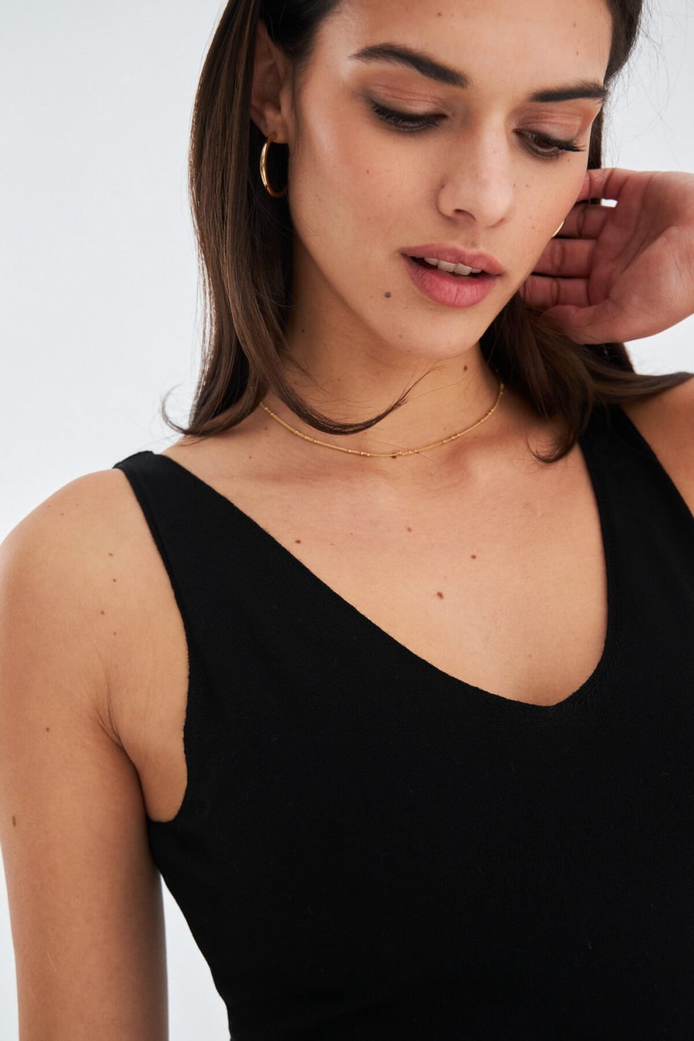 Peraluna-Ruby Top V Yaka İnce Askılı Yazlık Kadın Triko Atlet-Atlet-20-Milagron.com