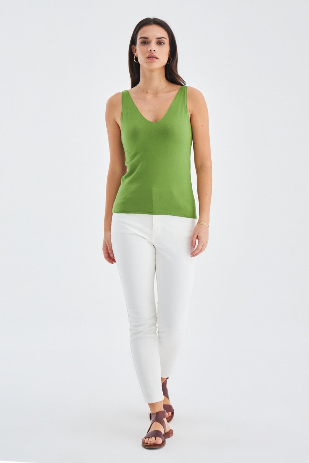 Peraluna-Ruby Top V Yaka İnce Askılı Yazlık Kadın Triko Atlet-Atlet-26-Milagron.com