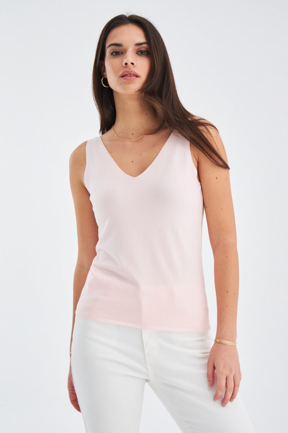 Peraluna-Ruby Top V Yaka İnce Askılı Yazlık Kadın Triko Atlet-Atlet-3-Milagron.com