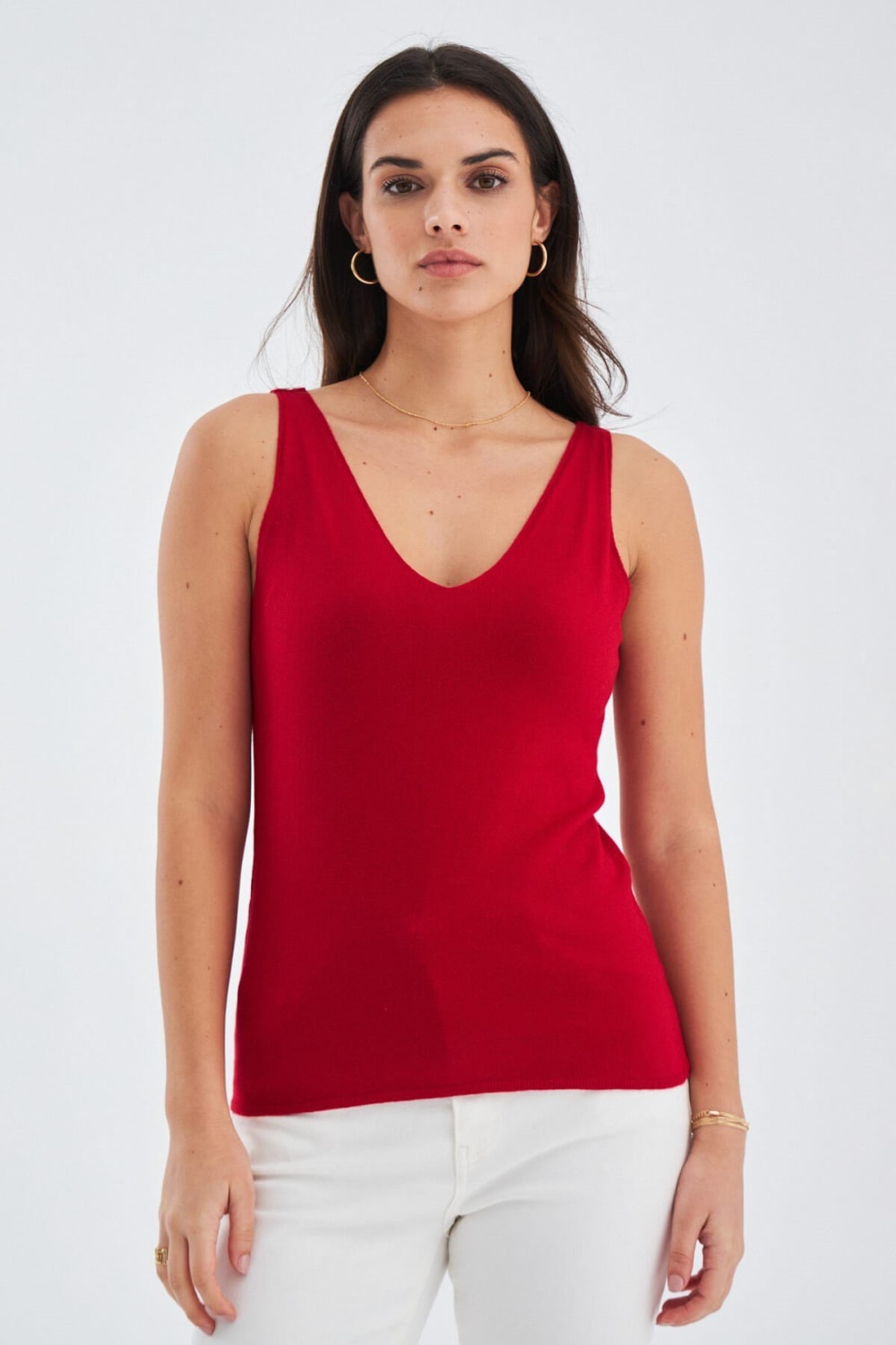 Peraluna-Ruby Top V Yaka İnce Askılı Yazlık Kadın Triko Atlet-Atlet-9-Milagron.com