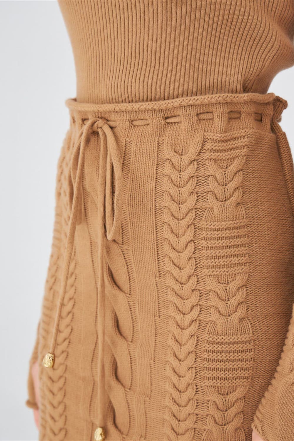 Peraluna-Saç Örgü Desenli Kadın Triko Etek-Etek-4-Milagron.com