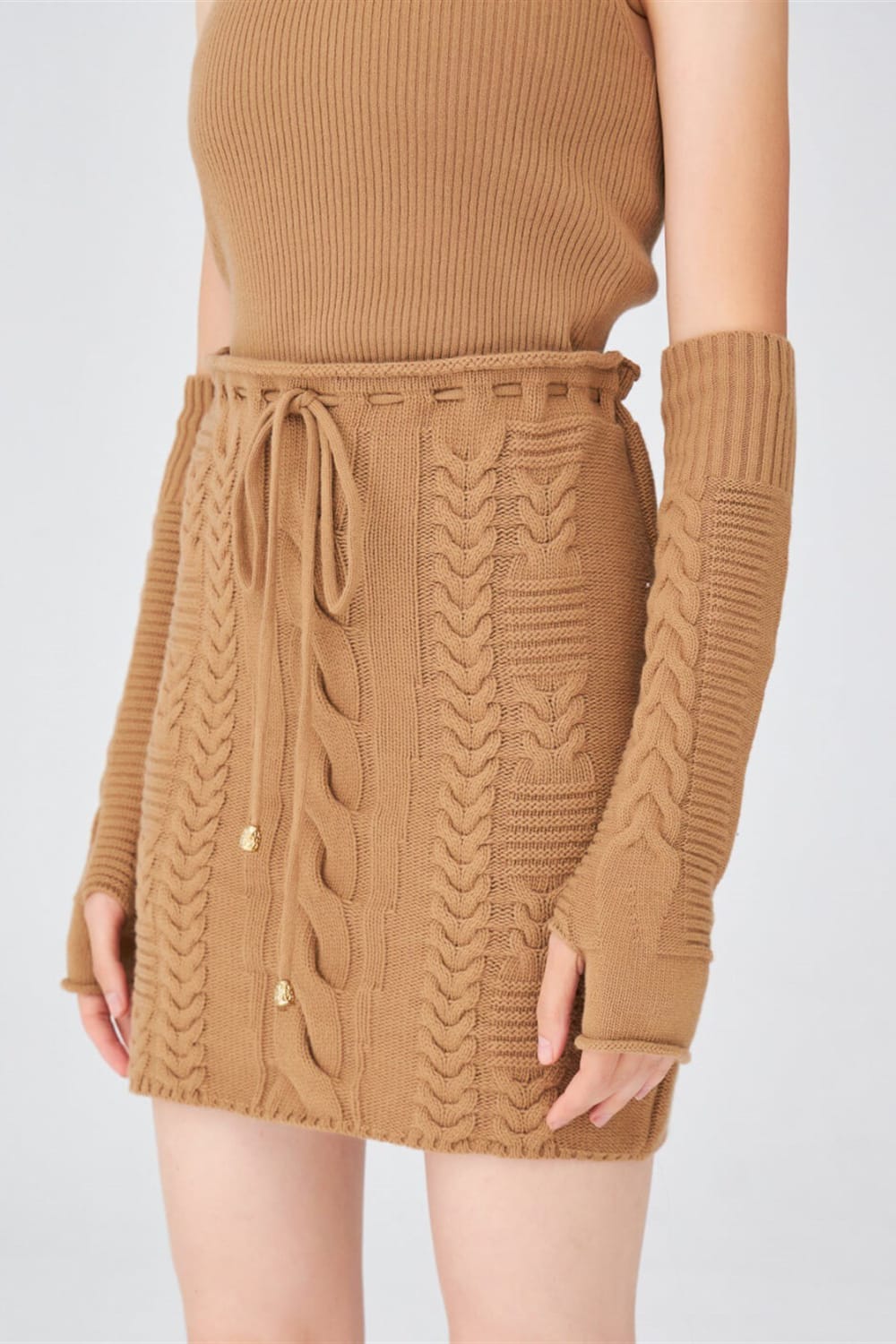 Peraluna-Saç Örgü Desenli Kadın Triko Etek-Etek-5-Milagron.com