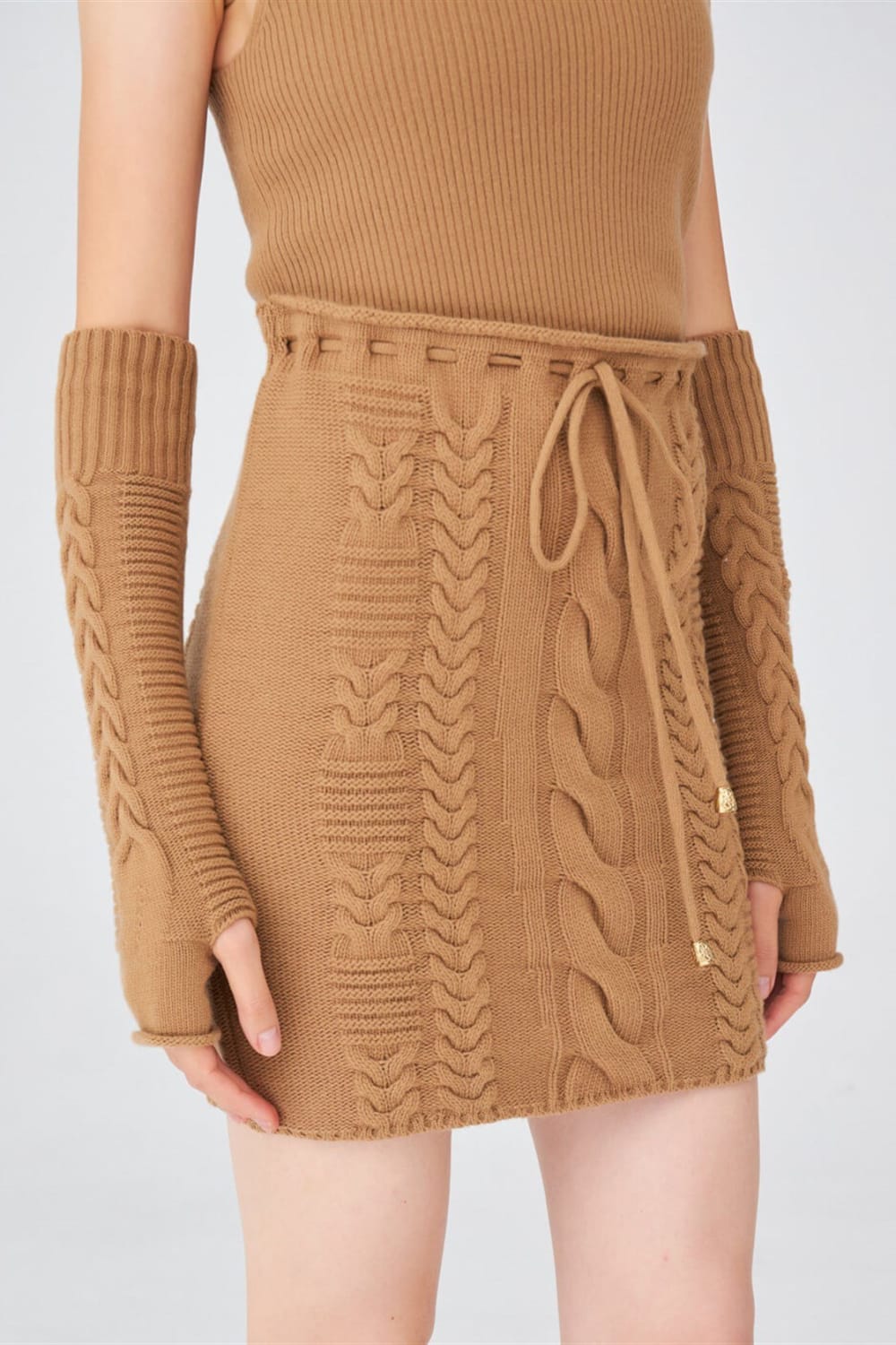 Peraluna-Saç Örgü Desenli Kadın Triko Etek-Etek-6-Milagron.com