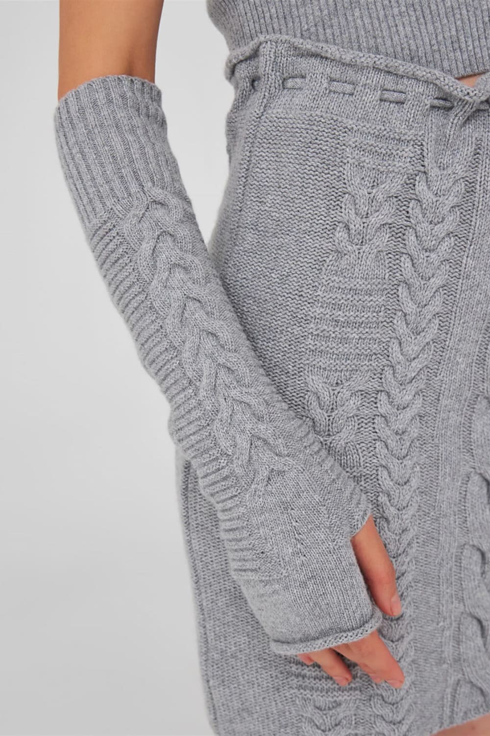 Peraluna-Saç Örgü Desenli Kaşmir Karışımlı Uzun Kadın Triko Eldiven-Eldiven-17-Milagron.com