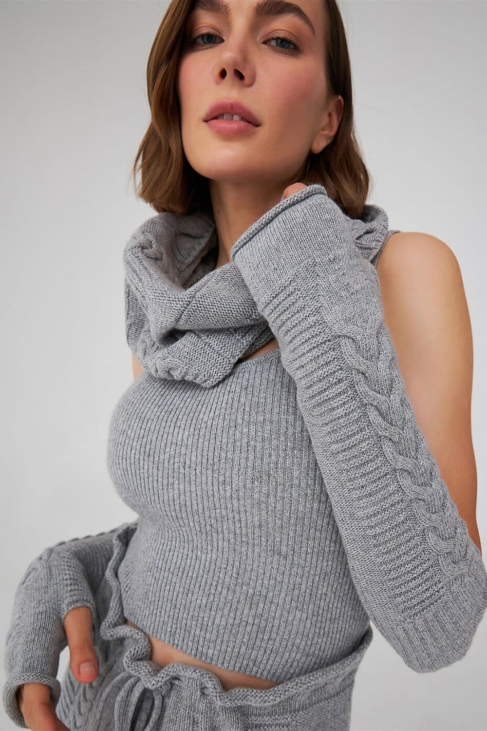 Peraluna-Saç Örgü Desenli Kaşmir Karışımlı Uzun Kadın Triko Eldiven-Eldiven-20-Milagron.com