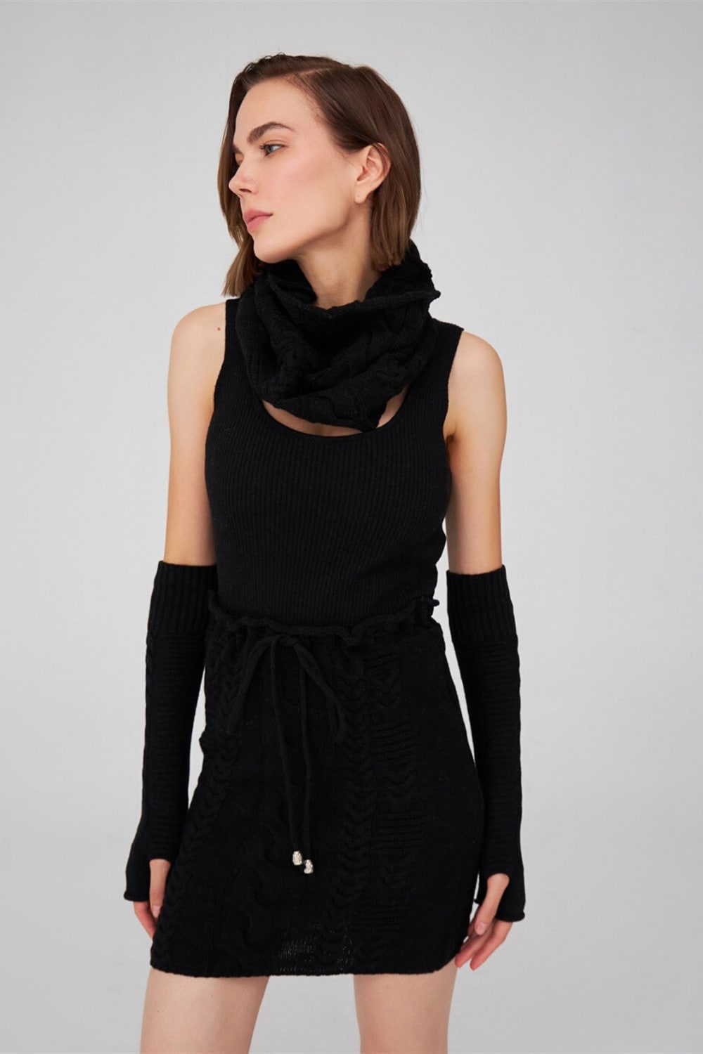 Peraluna-Saç Örgü Desenli Kaşmir Karışımlı Uzun Kadın Triko Eldiven-Eldiven-27-Milagron.com