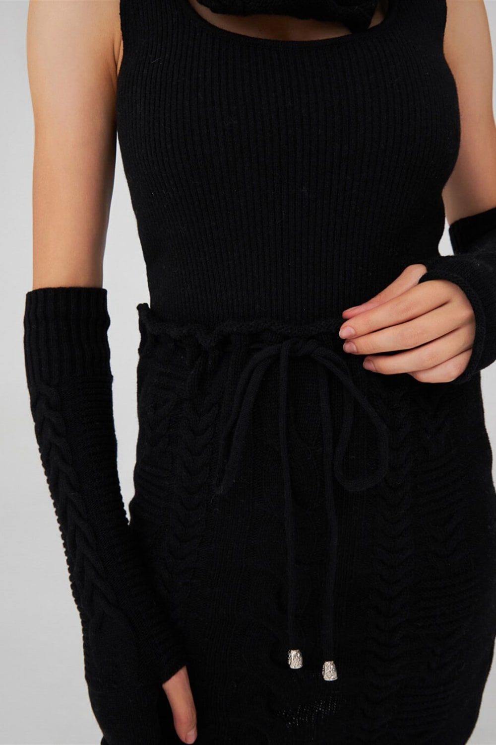 Peraluna-Saç Örgü Desenli Kaşmir Karışımlı Uzun Kadın Triko Eldiven-Eldiven-30-Milagron.com