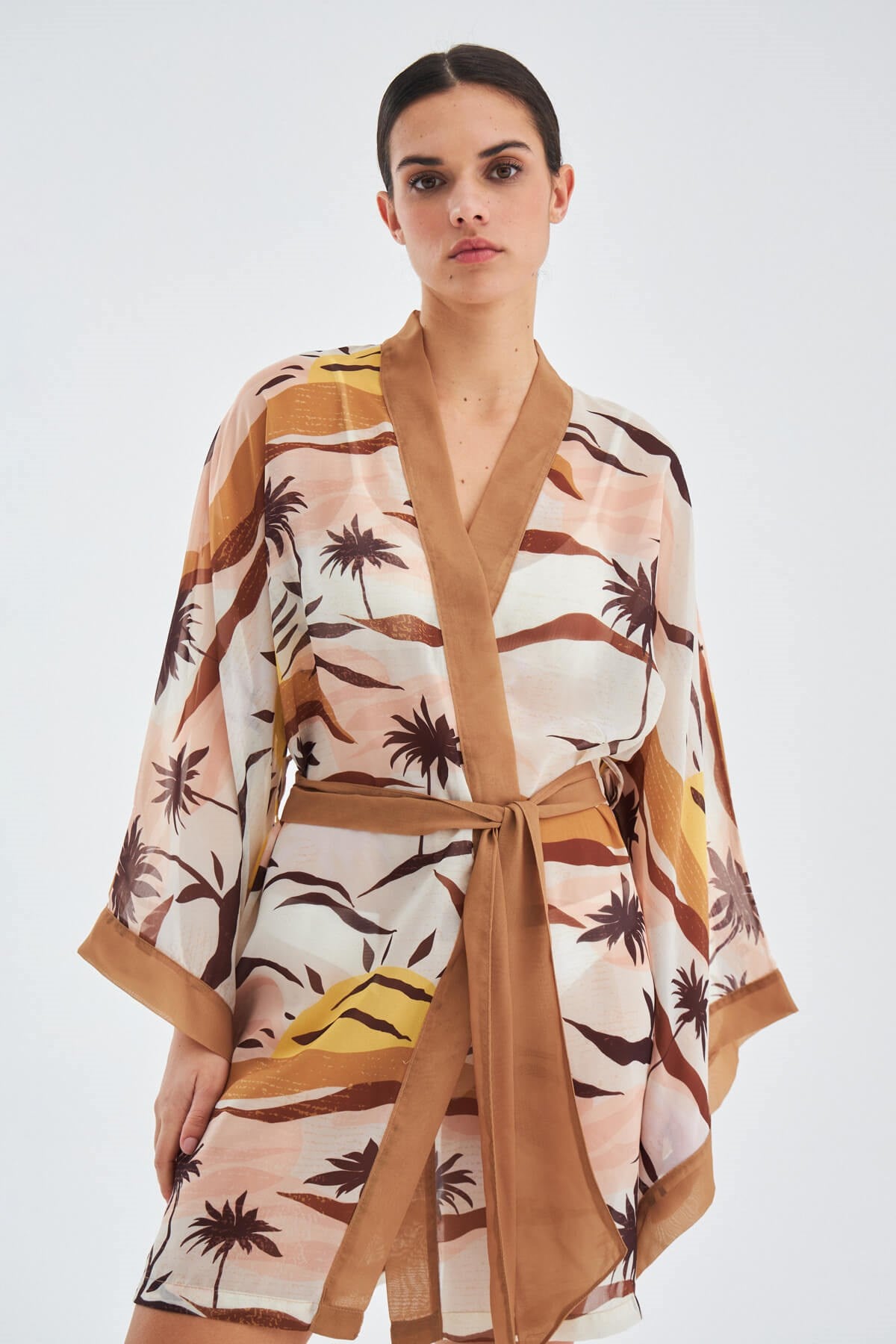 Peraluna-Sahra Kimono Güneş Desenli 90 Cm Şifon Yazlık Kadın Kimono-Kimono-2-Milagron.com