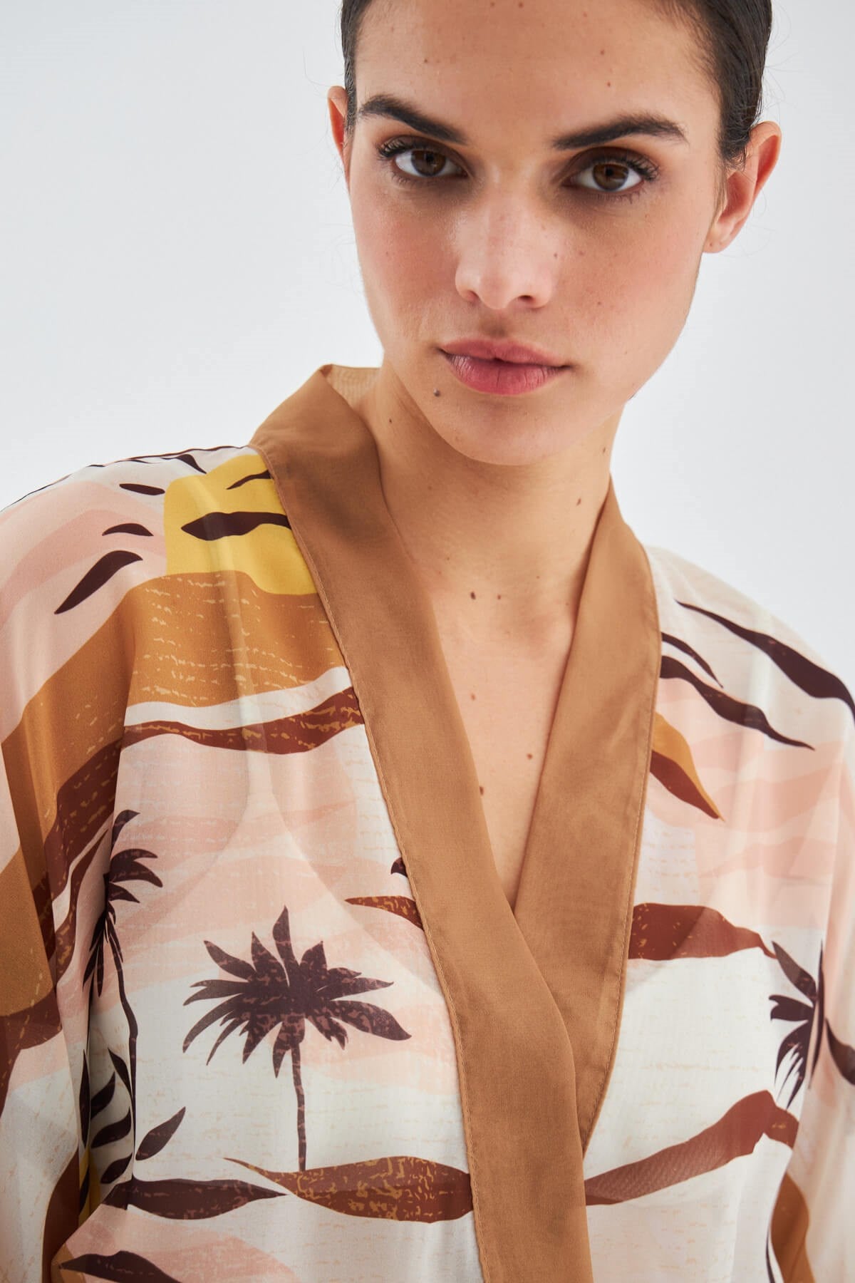 Peraluna-Sahra Kimono Güneş Desenli 90 Cm Şifon Yazlık Kadın Kimono-Kimono-3-Milagron.com