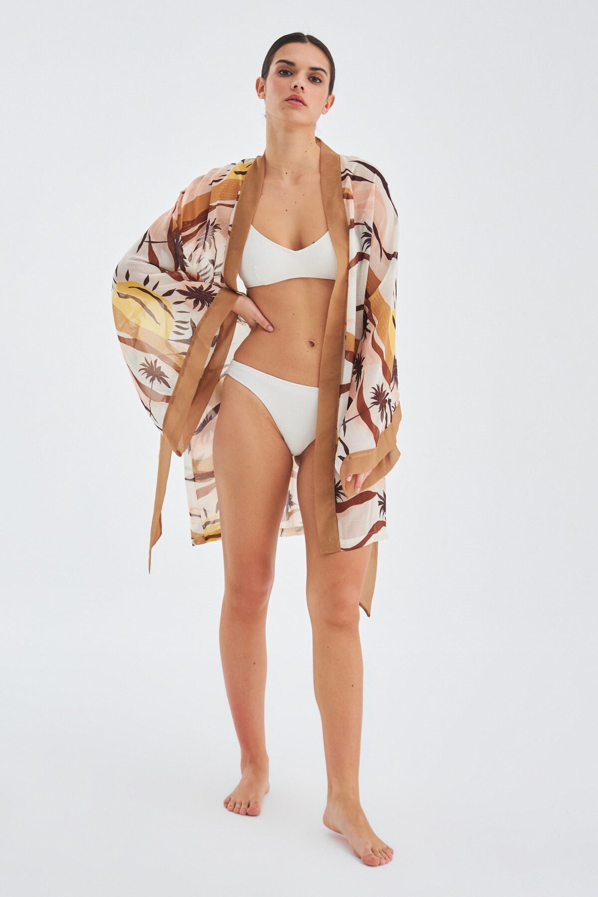 Peraluna-Sahra Kimono Güneş Desenli 90 Cm Şifon Yazlık Kadın Kimono-Kimono-4-Milagron.com