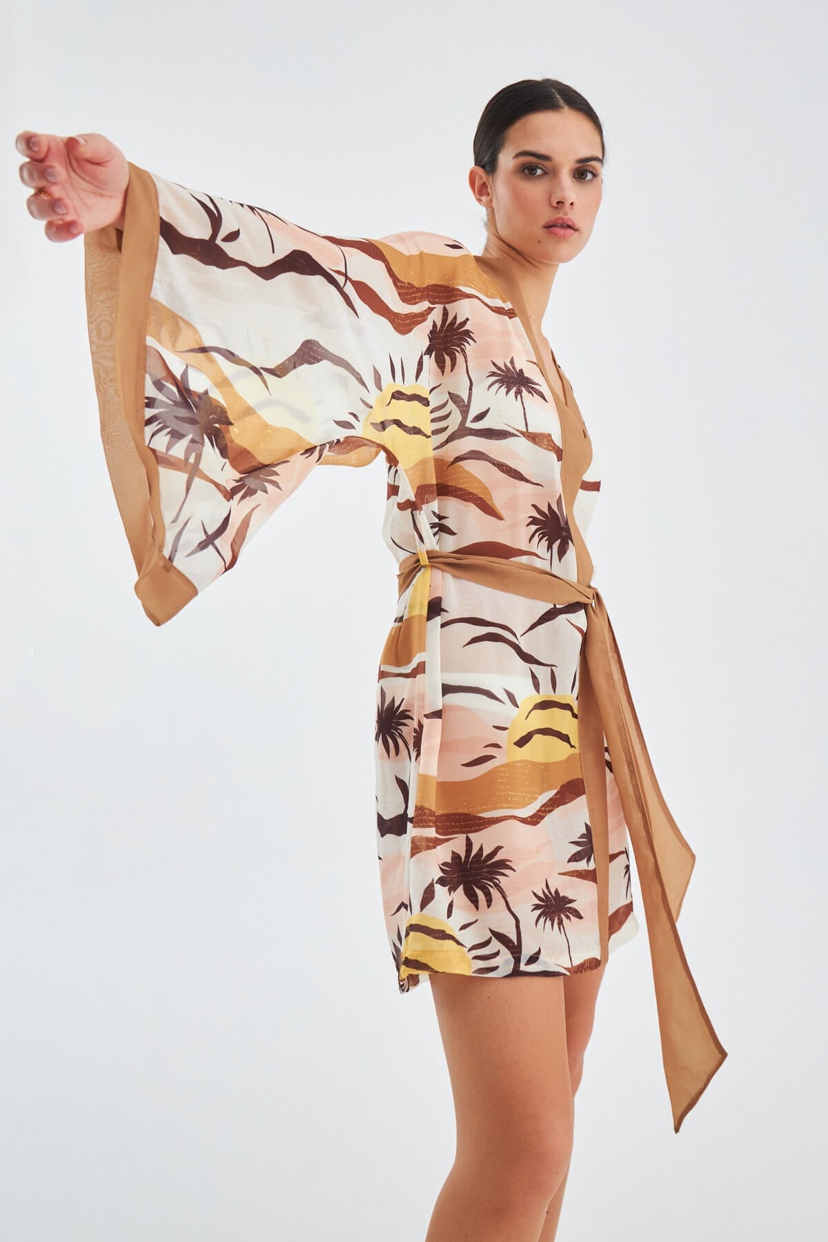 Peraluna-Sahra Kimono Güneş Desenli 90 Cm Şifon Yazlık Kadın Kimono-Kimono-5-Milagron.com