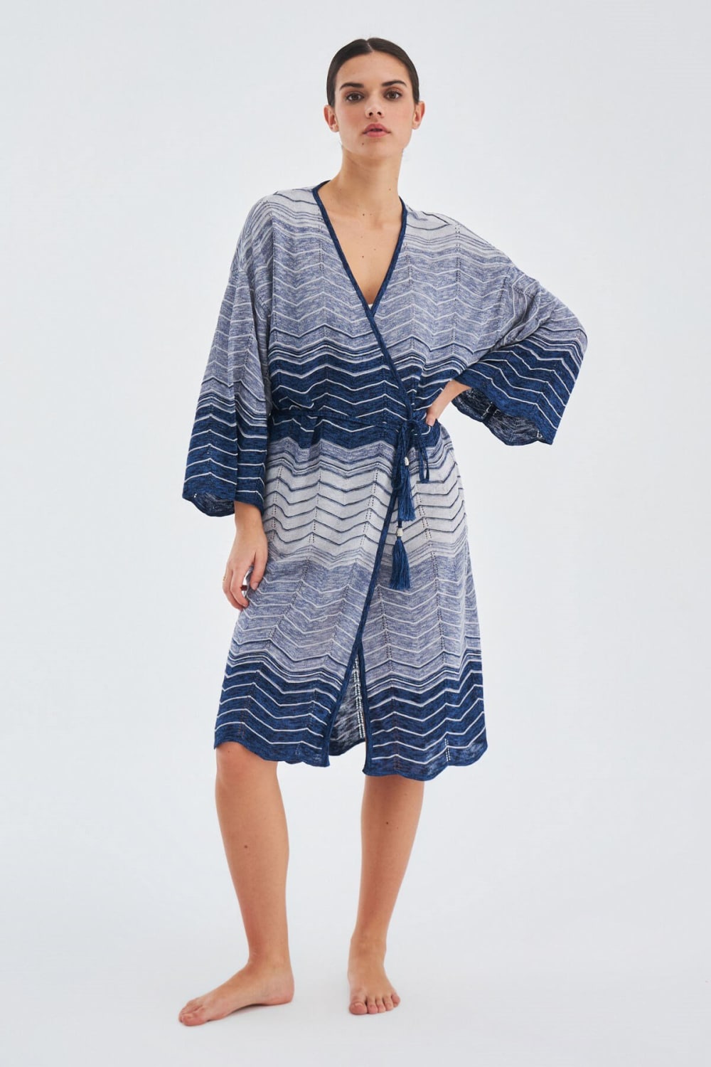 Peraluna-Sakura Çan Kollu Viskonlu Yazlık Kadın Triko Kimono-Kimono-11-Milagron.com