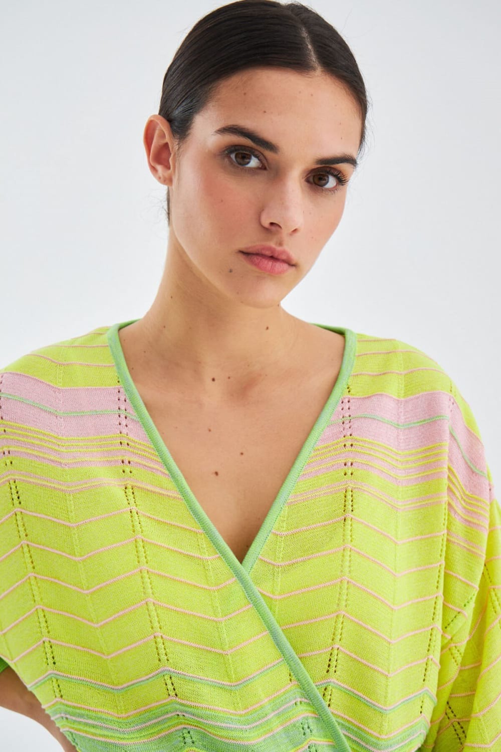 Peraluna-Sakura Çan Kollu Viskonlu Yazlık Kadın Triko Kimono-Kimono-2-Milagron.com