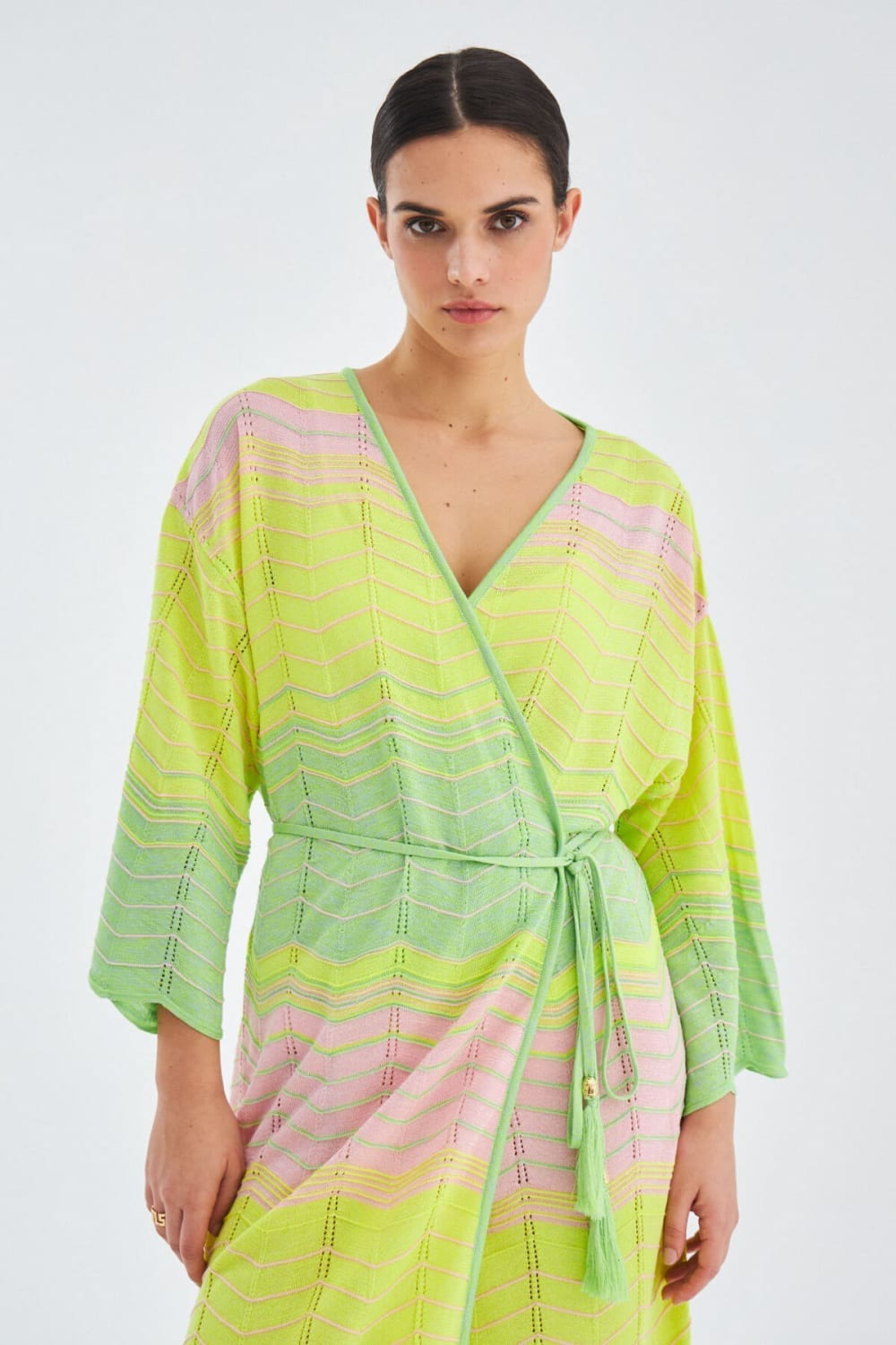 Peraluna-Sakura Çan Kollu Viskonlu Yazlık Kadın Triko Kimono-Kimono-5-Milagron.com