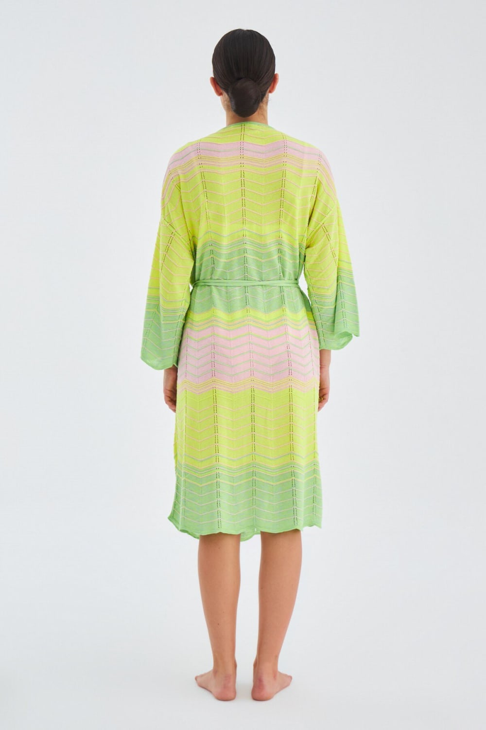 Peraluna-Sakura Çan Kollu Viskonlu Yazlık Kadın Triko Kimono-Kimono-6-Milagron.com