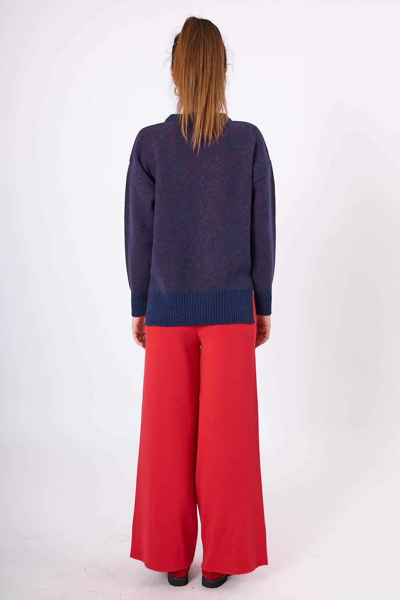 Peraluna-Sally Jakarlı Kadın Triko Kazak Lacivert-Kazak & Triko-9-Milagron.com