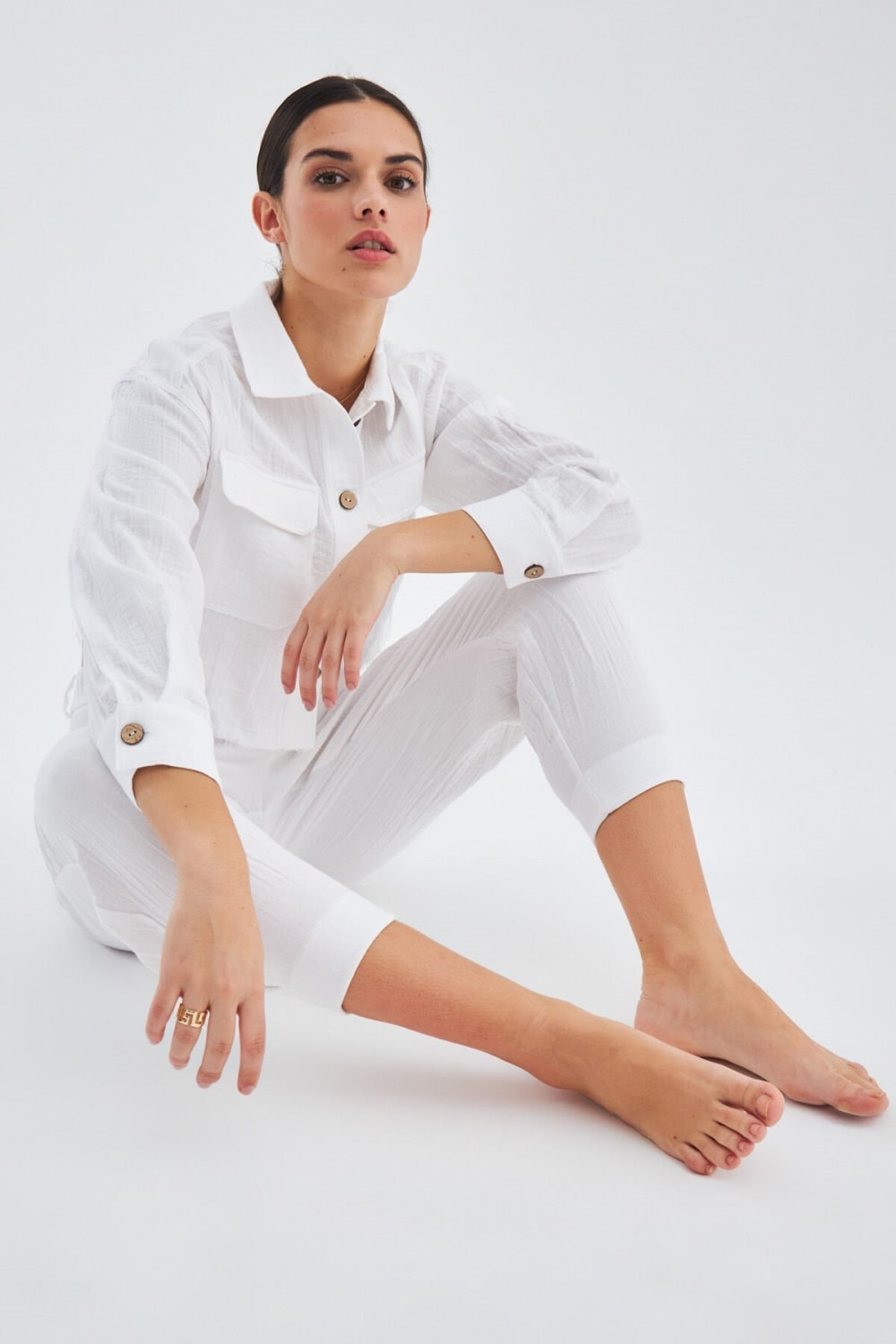 Peraluna-Sandal Trouser Bol Kesim Yazlık Muslin Kadın Kısa Pantolon-Pantolon-6-Milagron.com