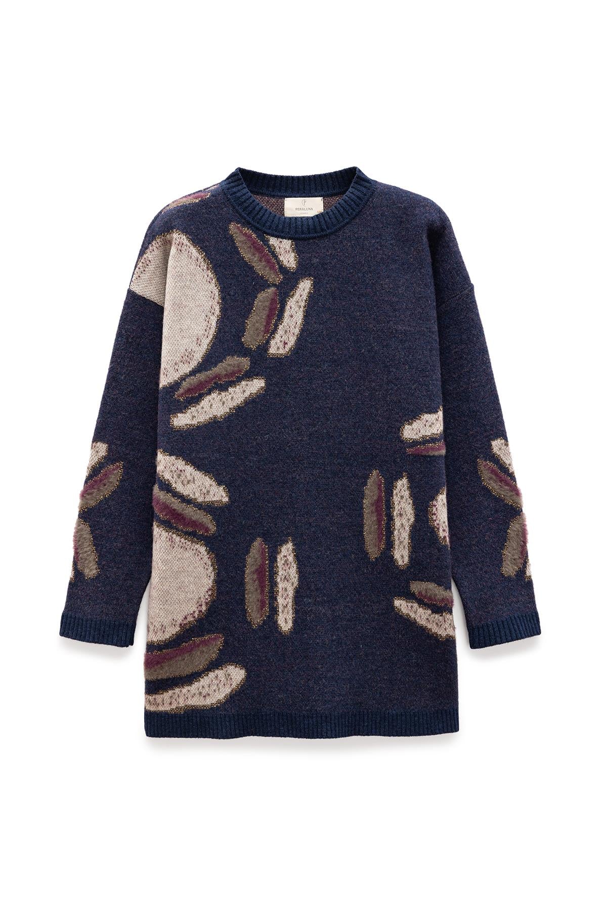 Peraluna-Saori Jakarlı Kadın Uzun Triko Tunik Indigo Multi-Tunik-8-Milagron.com