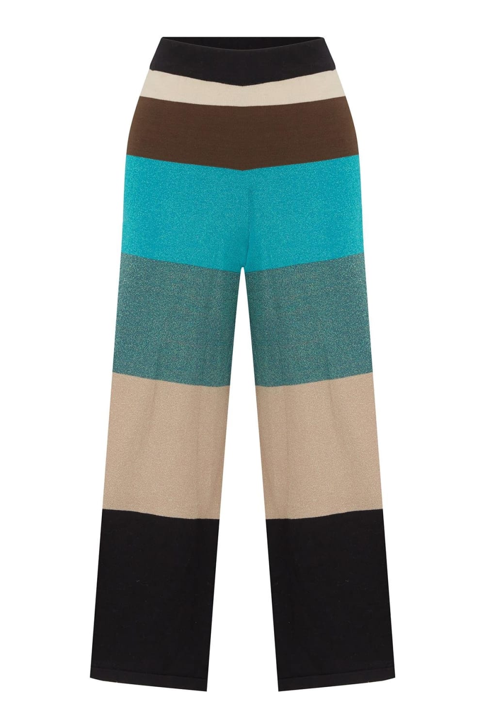 Peraluna-Sasha Trouser Geniş Çizgili Simli Kadın Triko Pantolon-Pantolon-7-Milagron.com