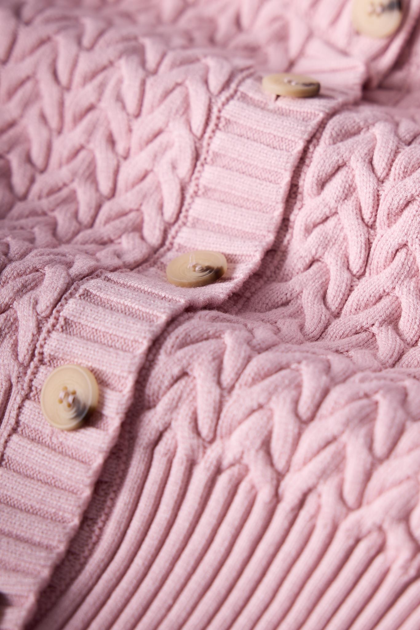 Peraluna-Scarlett Saç Örgülü Krop Kesim Kadın Triko Hırka Açık Pembe-Kazak & Triko-4-Milagron.com