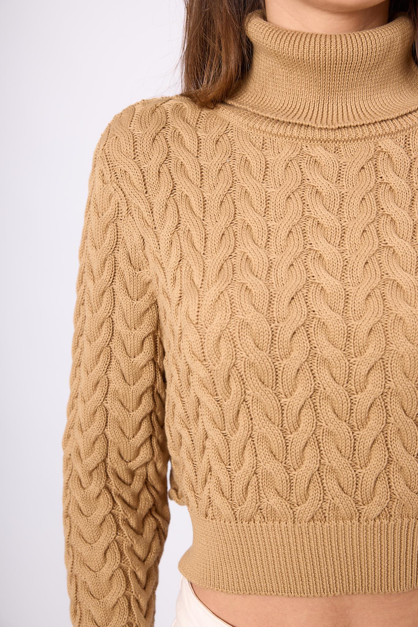 Peraluna-Scarlett Saç Örgülü Krop Kesim Kadın Triko Kazak-Kazak & Triko-4-Milagron.com