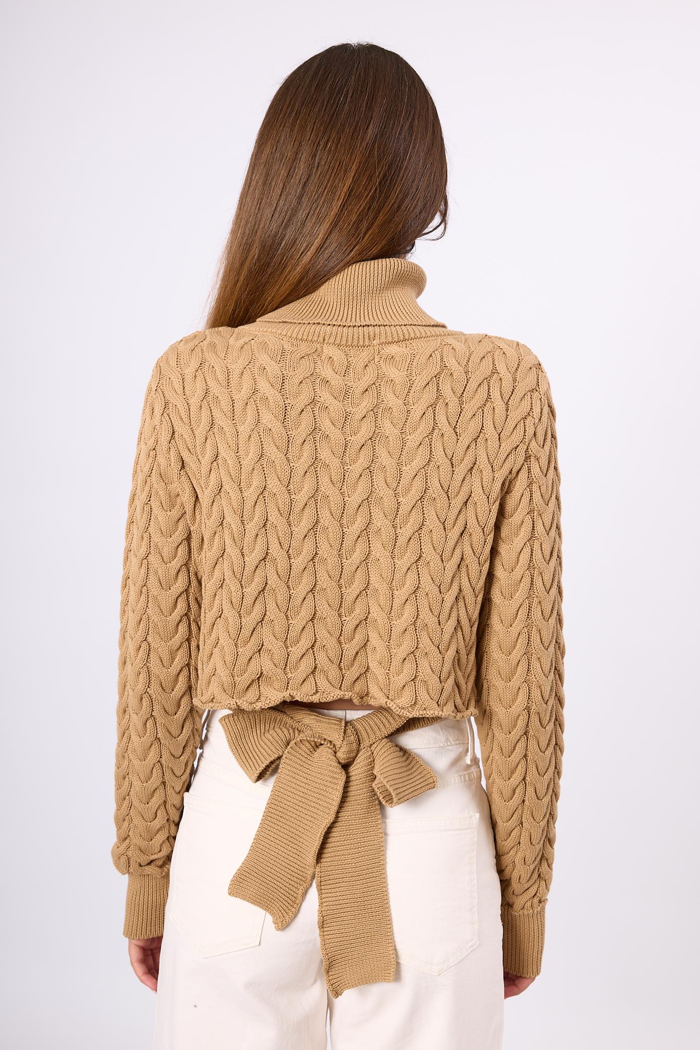 Peraluna-Scarlett Saç Örgülü Krop Kesim Kadın Triko Kazak-Kazak & Triko-9-Milagron.com