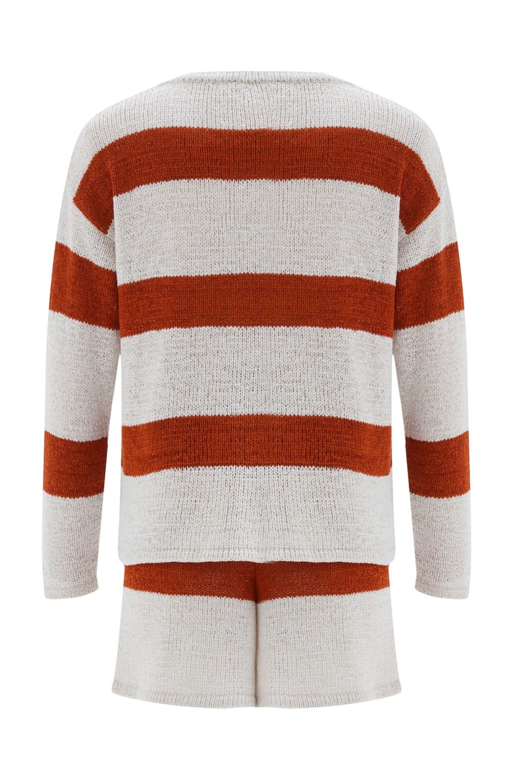 Peraluna-Siena Blouse & Shorts Çizgili Uzun Kollu Kadın Triko Şort Takım-Şort-10-Milagron.com