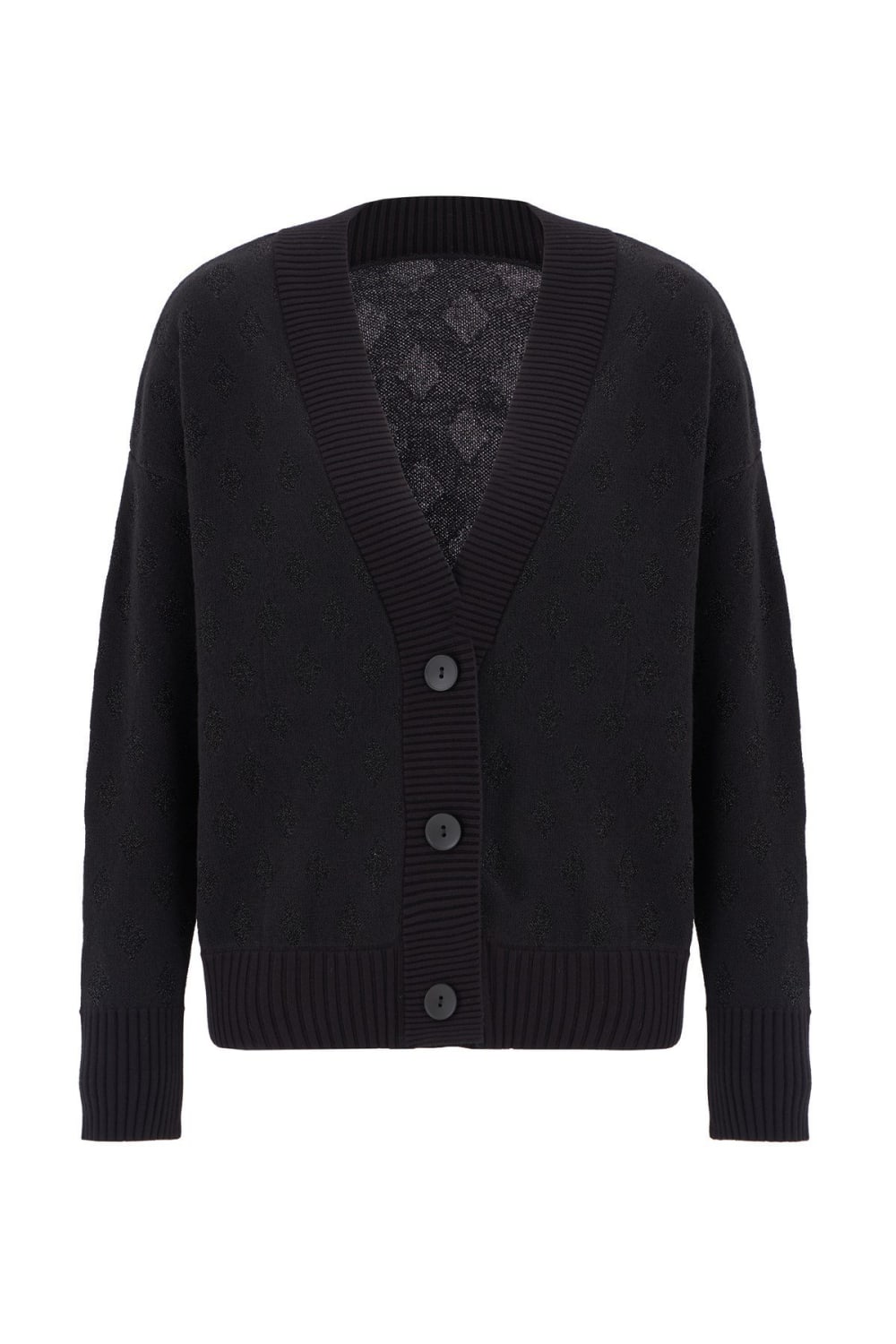 Peraluna-Simli Diamond Desenli Geniş Kalıp Kabarık Kollu Kısa Kadın Triko Hırka-Kazak & Triko-7-Milagron.com