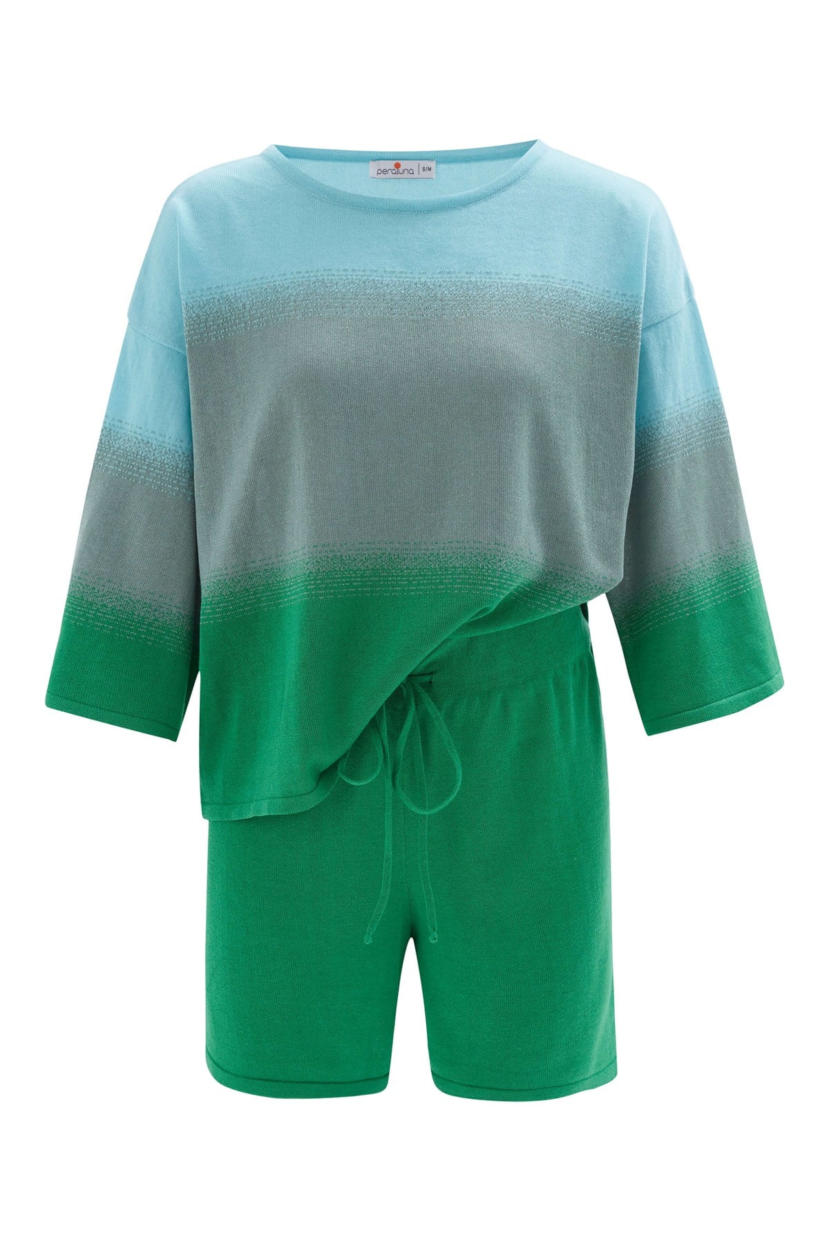 Peraluna SiRi Blouse & Shorts Yazlık Triko Kadın Şort Takım - Nil Yeşili