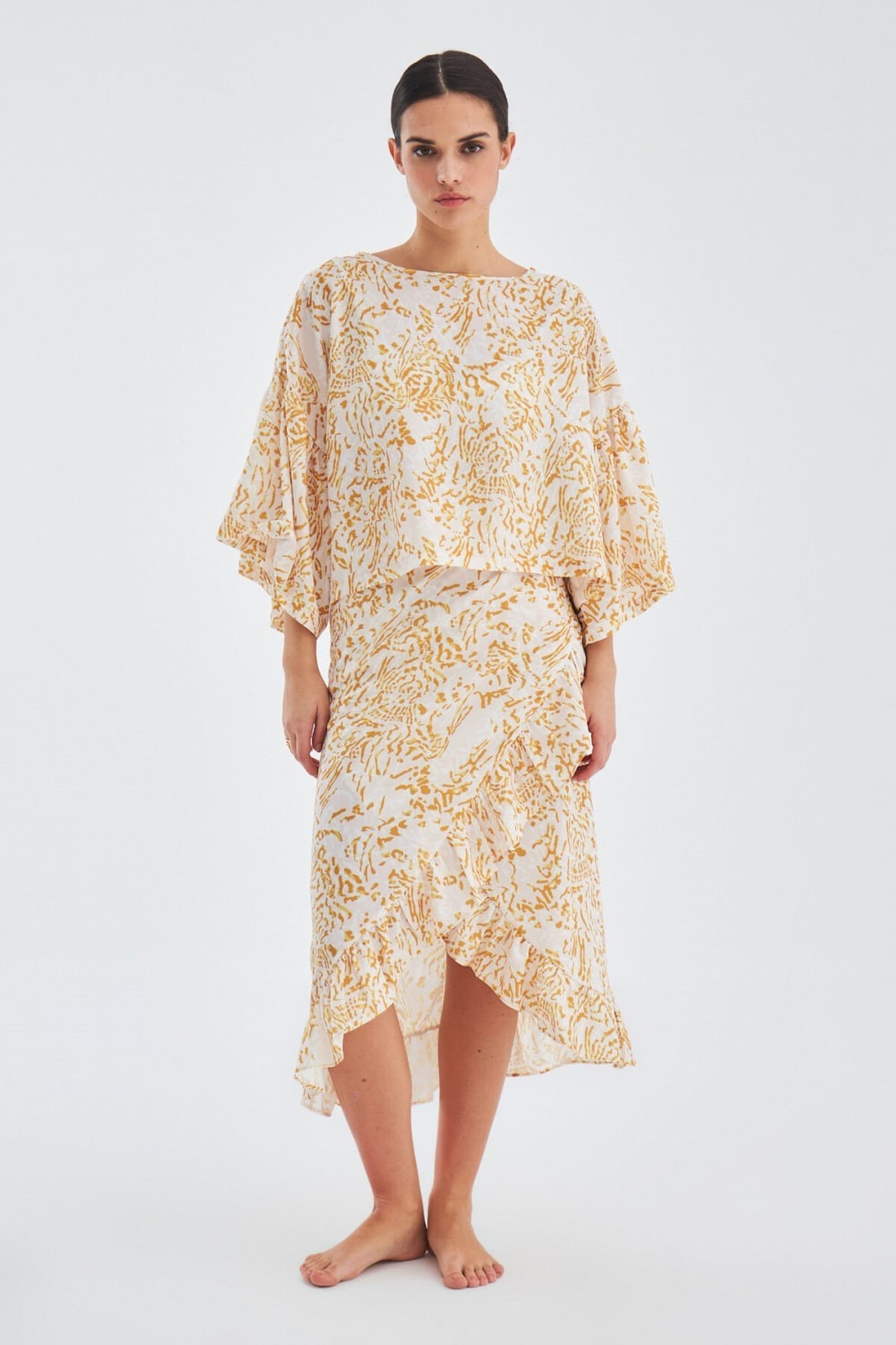 Peraluna-Si̇tara Desenli Bol Kesim Mat Dokulu Yazlık Kadın Bluz-Bluz-2-Milagron.com