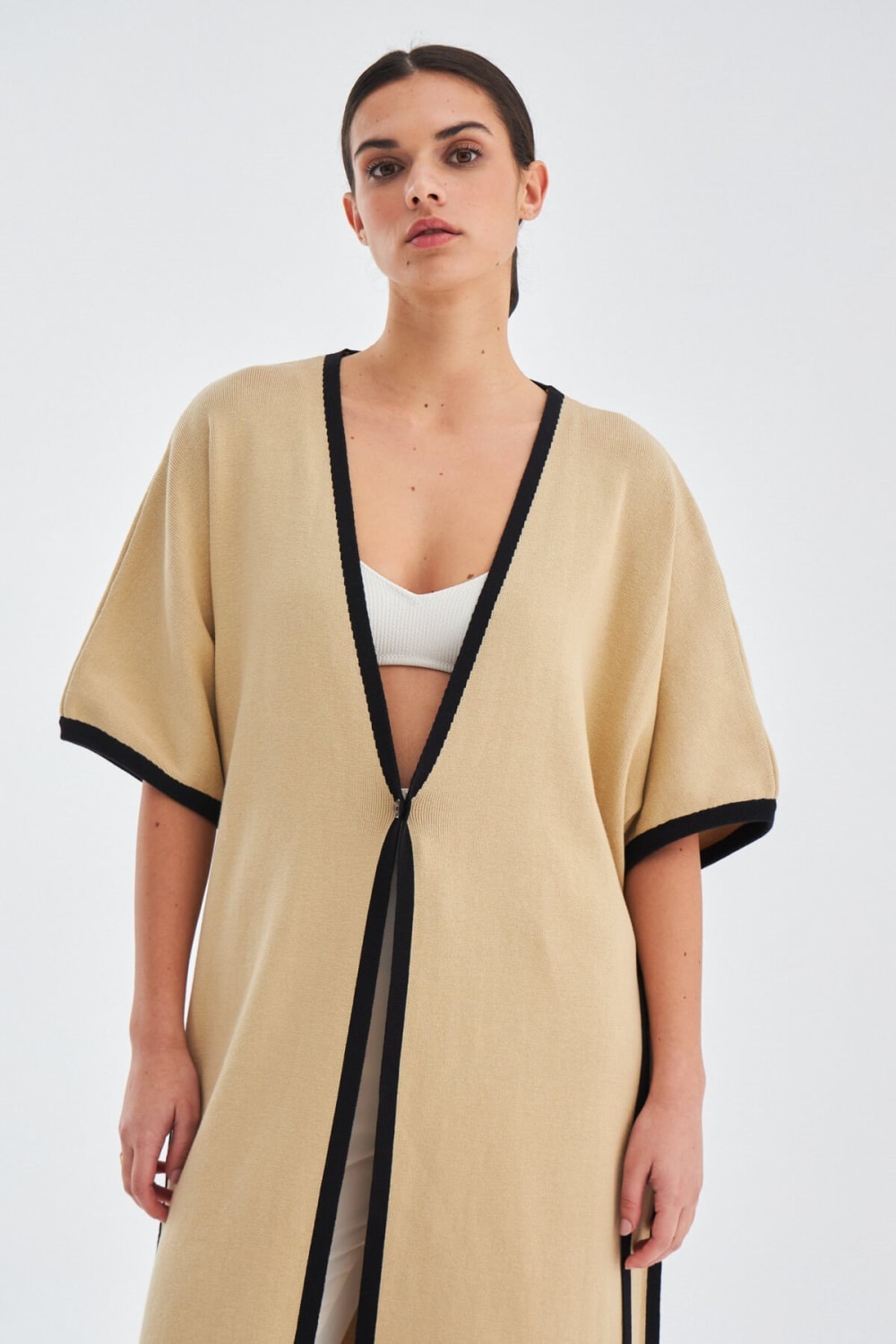 Peraluna-Soho Kısa Kollu %100 Pamuk Kadın Triko Kimono-Kimono-11-Milagron.com