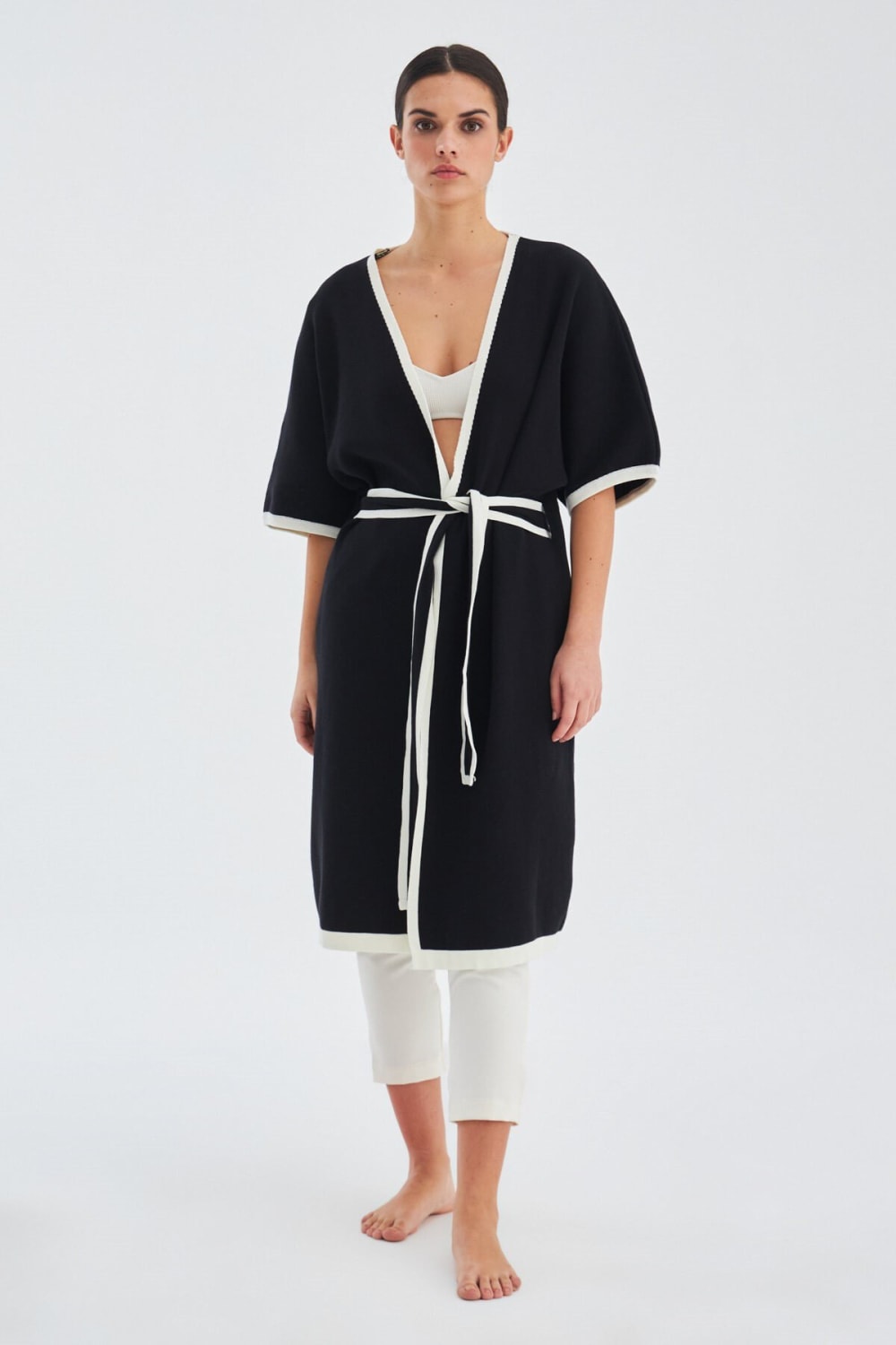 Peraluna-Soho Kısa Kollu %100 Pamuk Kadın Triko Kimono-Kimono-5-Milagron.com