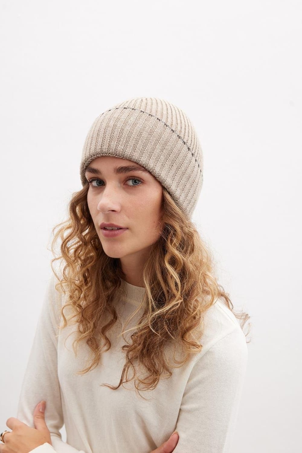 Peraluna-Sorrel Beanie Çizgi Detaylı Ribana Örgü Kadın Triko Bere-Bere-1-Milagron.com