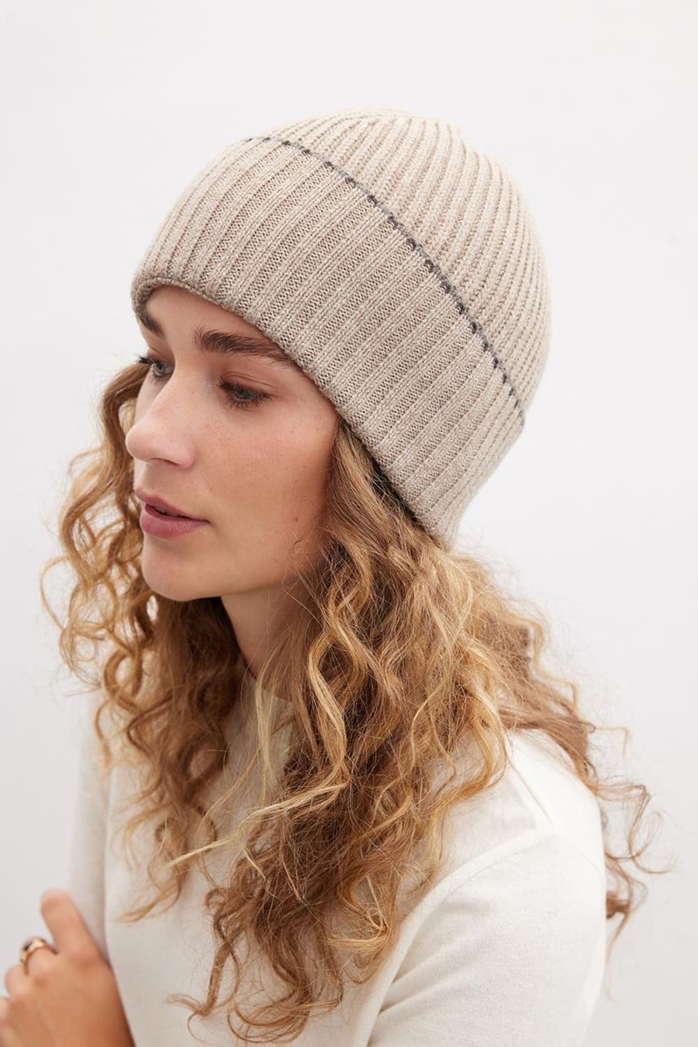 Peraluna-Sorrel Beanie Çizgi Detaylı Ribana Örgü Kadın Triko Bere-Bere-3-Milagron.com