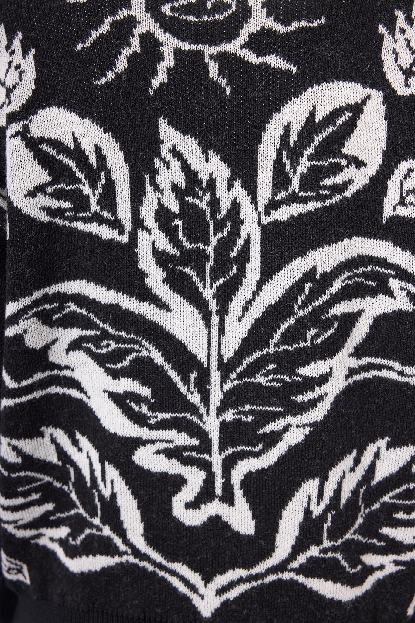 Peraluna-Stardust Jakarlı Kadın Krop Kesim Triko Kazak Siyah/Ekru-Kazak & Triko-6-Milagron.com