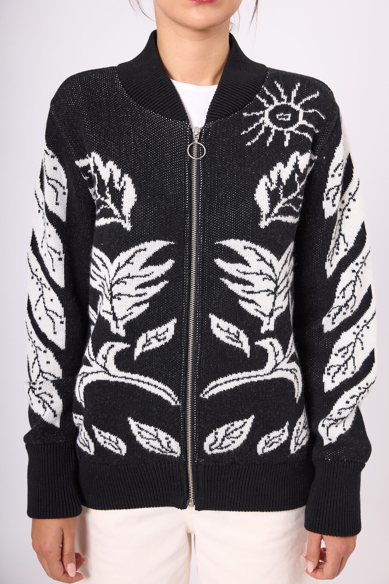 Peraluna-Stardust Kadın Triko Bomber Ceket Siyah/Ekru-Ceket-3-Milagron.com