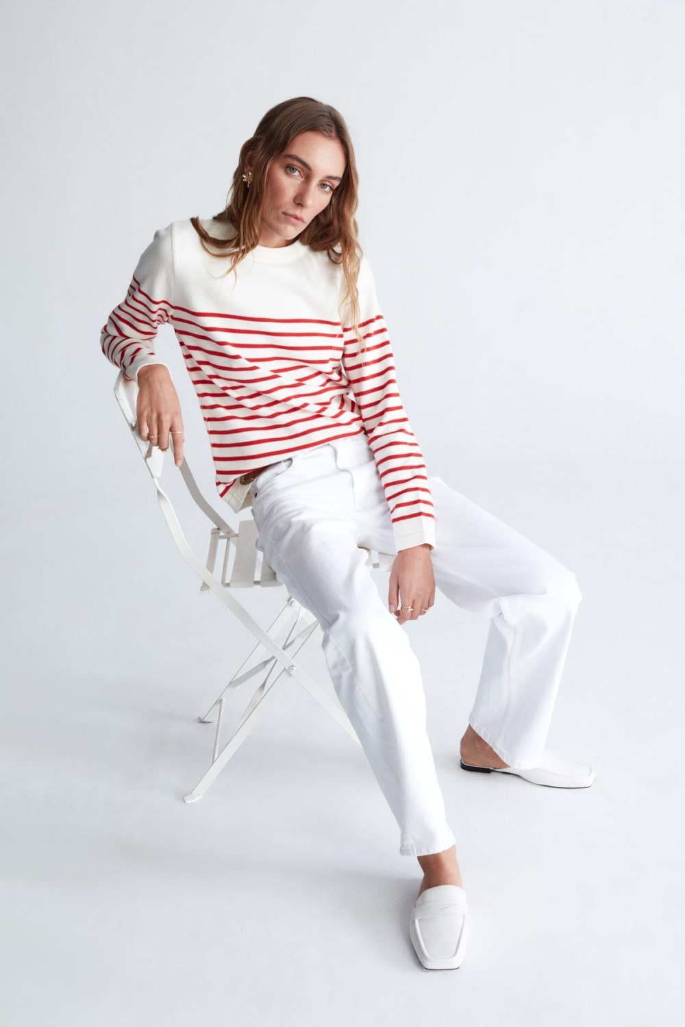 Peraluna-Styleboom X Audrey Pullover Omzu Düğmeli Çizgili Organik Pamuk Mevsimlik Kadın Triko Kazak -Kazak & Triko-11-Milagron.com