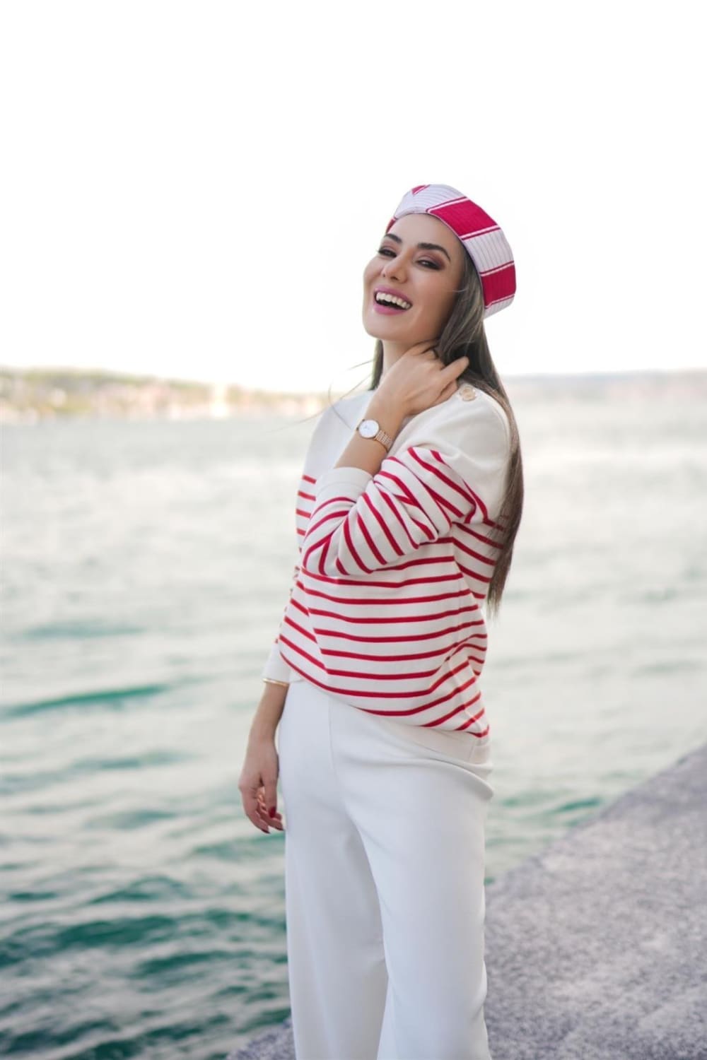 Peraluna-Styleboom X Audrey Pullover Omzu Düğmeli Çizgili Organik Pamuk Mevsimlik Kadın Triko Kazak -Kazak & Triko-13-Milagron.com