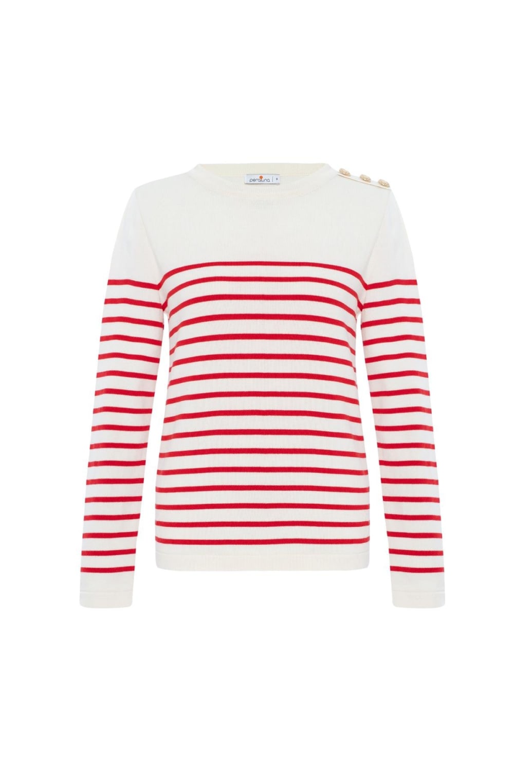 Peraluna-Styleboom X Audrey Pullover Omzu Düğmeli Çizgili Organik Pamuk Mevsimlik Kadın Triko Kazak -Kazak & Triko-19-Milagron.com