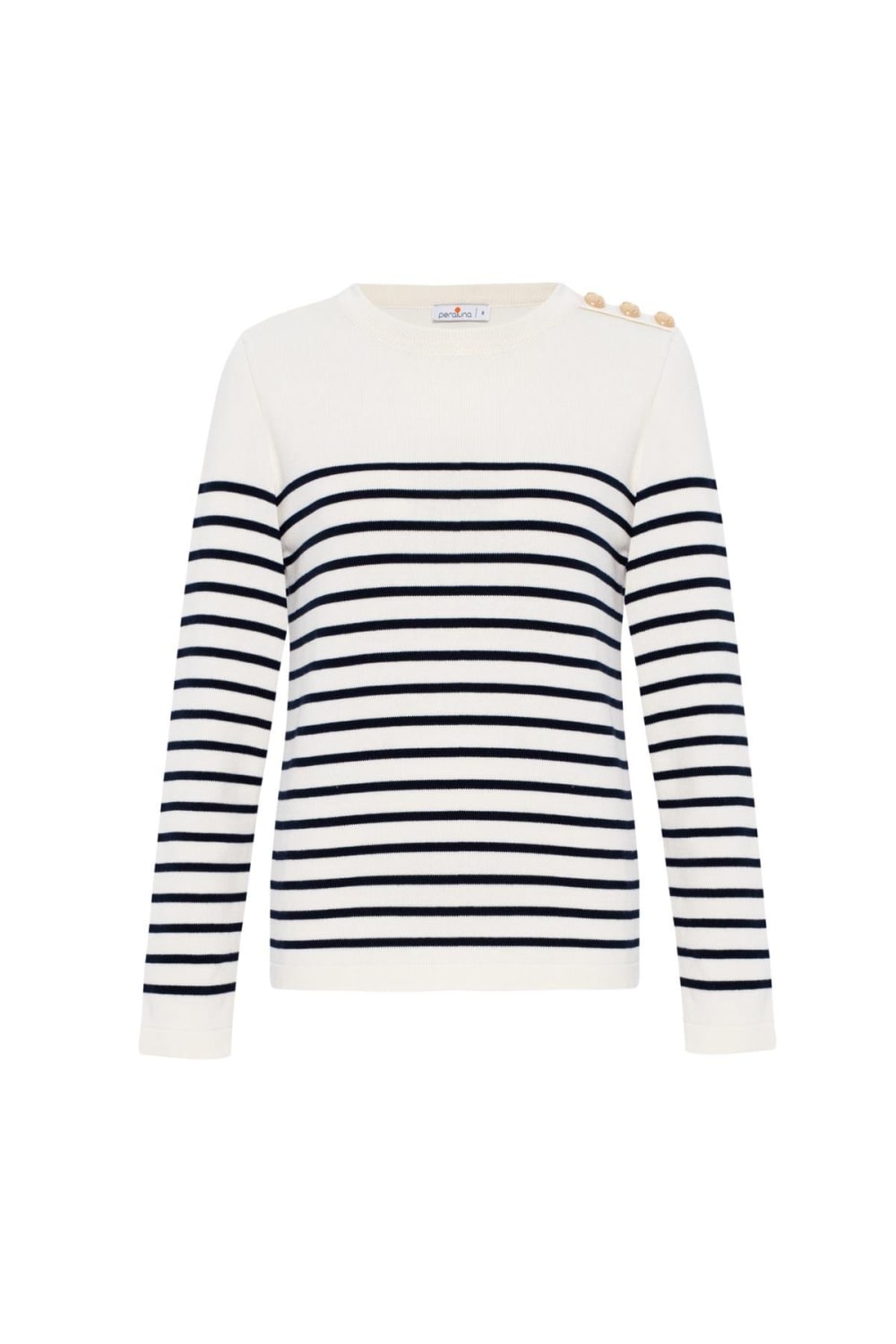 Peraluna-Styleboom X Audrey Pullover Omzu Düğmeli Çizgili Organik Pamuk Mevsimlik Kadın Triko Kazak -Kazak & Triko-9-Milagron.com