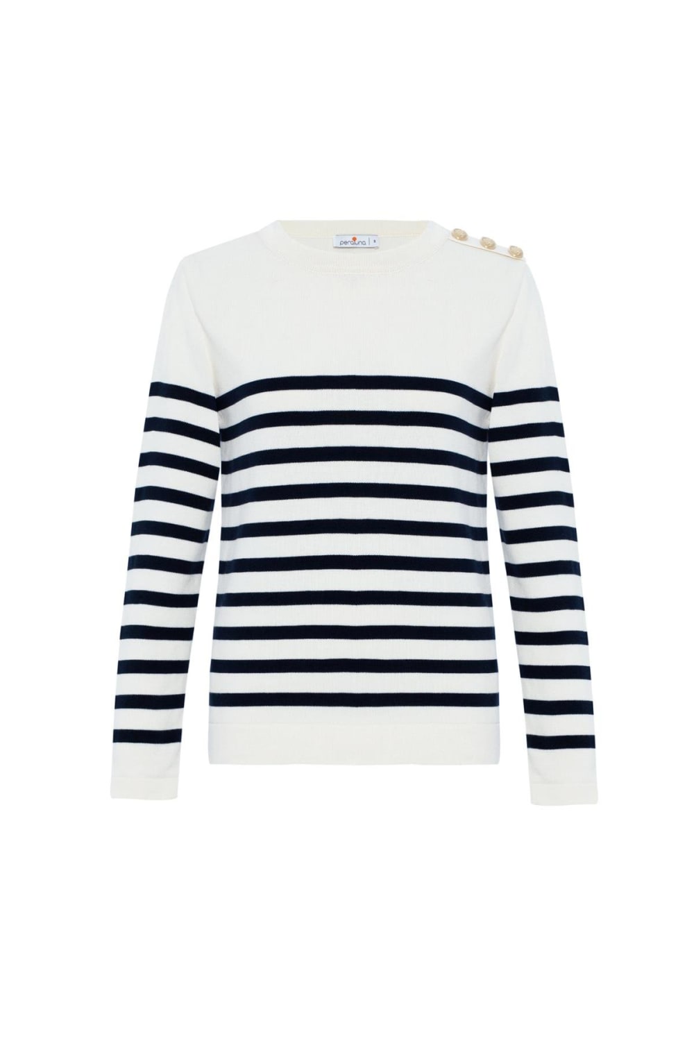 Peraluna-Styleboom X Bardot Pullover Omzu Düğmeli Çizgili Organik Pamuk Mevsimlik Kadın Triko Kazak -Kazak & Triko-8-Milagron.com