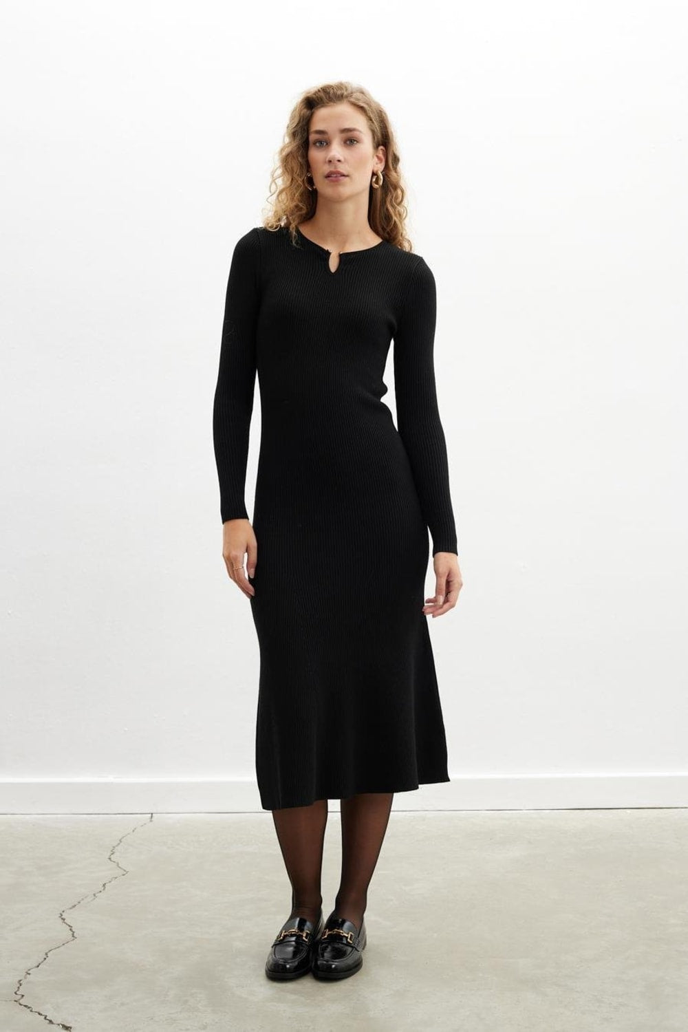 Peraluna-Styleboom X Dorset Dress Toka Detaylı Ribana Örgü Midi Kadın Triko Elbise-Elbise-6-Milagron.com