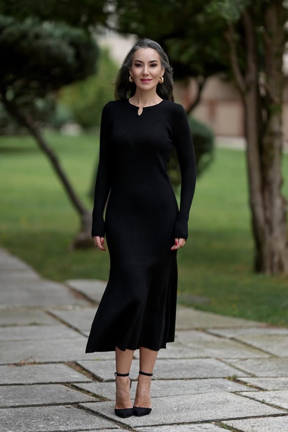 Peraluna-Styleboom X Dorset Dress Toka Detaylı Ribana Örgü Midi Kadın Triko Elbise-Elbise-8-Milagron.com