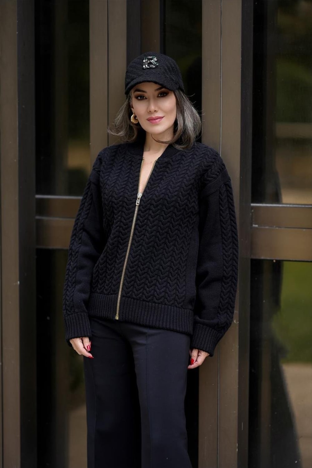 Peraluna-Styleboom X Dover Bomber Jacket Saç örgü Triko Bomber Kadın Triko Ceket-Ceket-10-Milagron.com