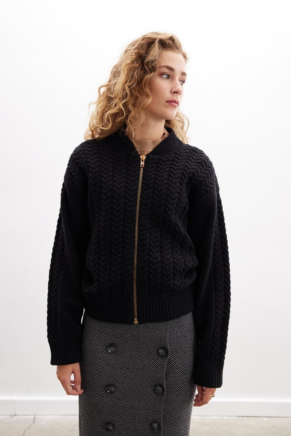 Peraluna-Styleboom X Dover Bomber Jacket Saç örgü Triko Bomber Kadın Triko Ceket-Ceket-9-Milagron.com