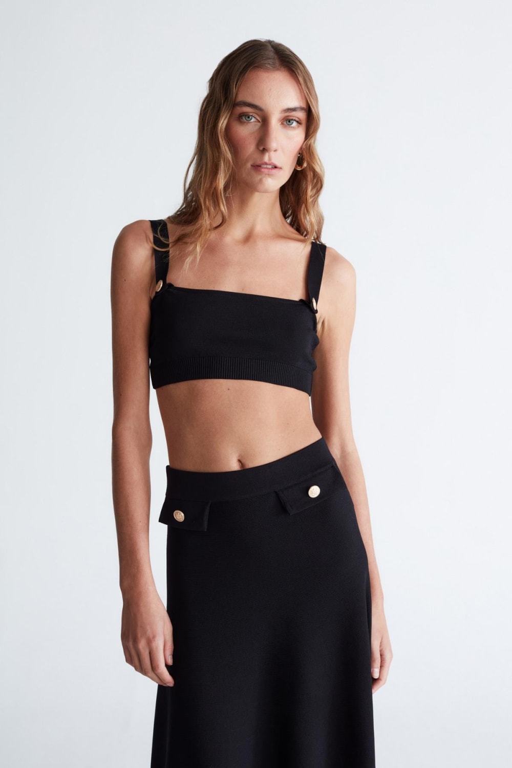 Peraluna-Styleboom X Elizabeth Bralet Düğme Detaylı Askılı Kadın Triko Bralet -Crop Top-25-Milagron.com