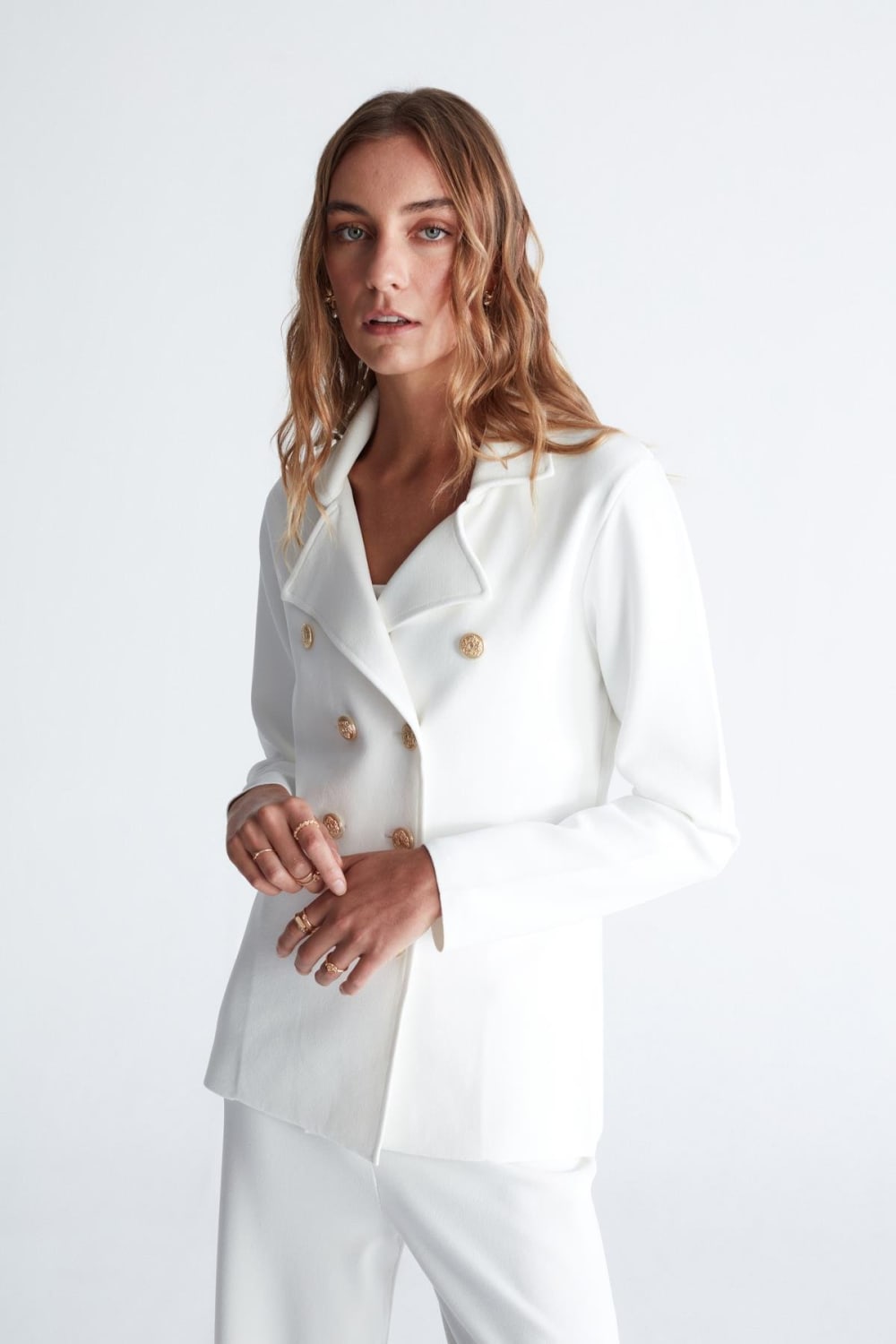 Peraluna-Styleboom X Katherine Blazer Çelik Örgü Klasik Kesim Düğmeli Blazer Kadın Triko Ceket -Ceket-11-Milagron.com